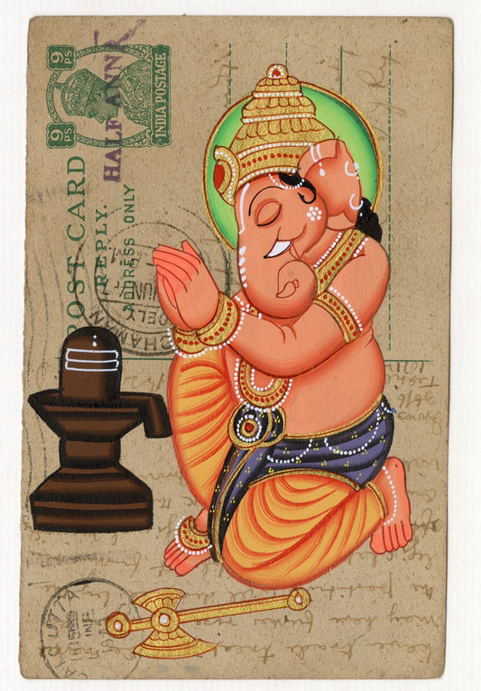 Ganesha Worshipping Shiv Postcard - Nakhrro