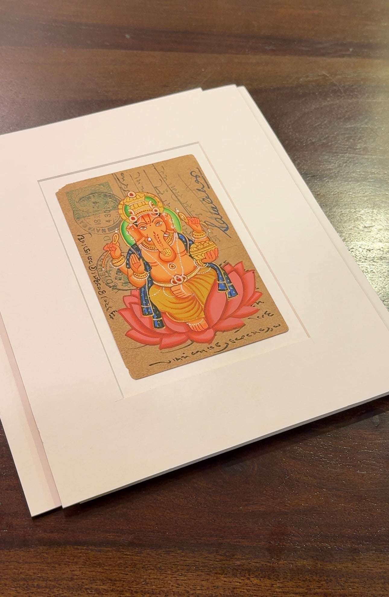 Ganesha On Pink Lotus Diwali Postcard - Nakhrro