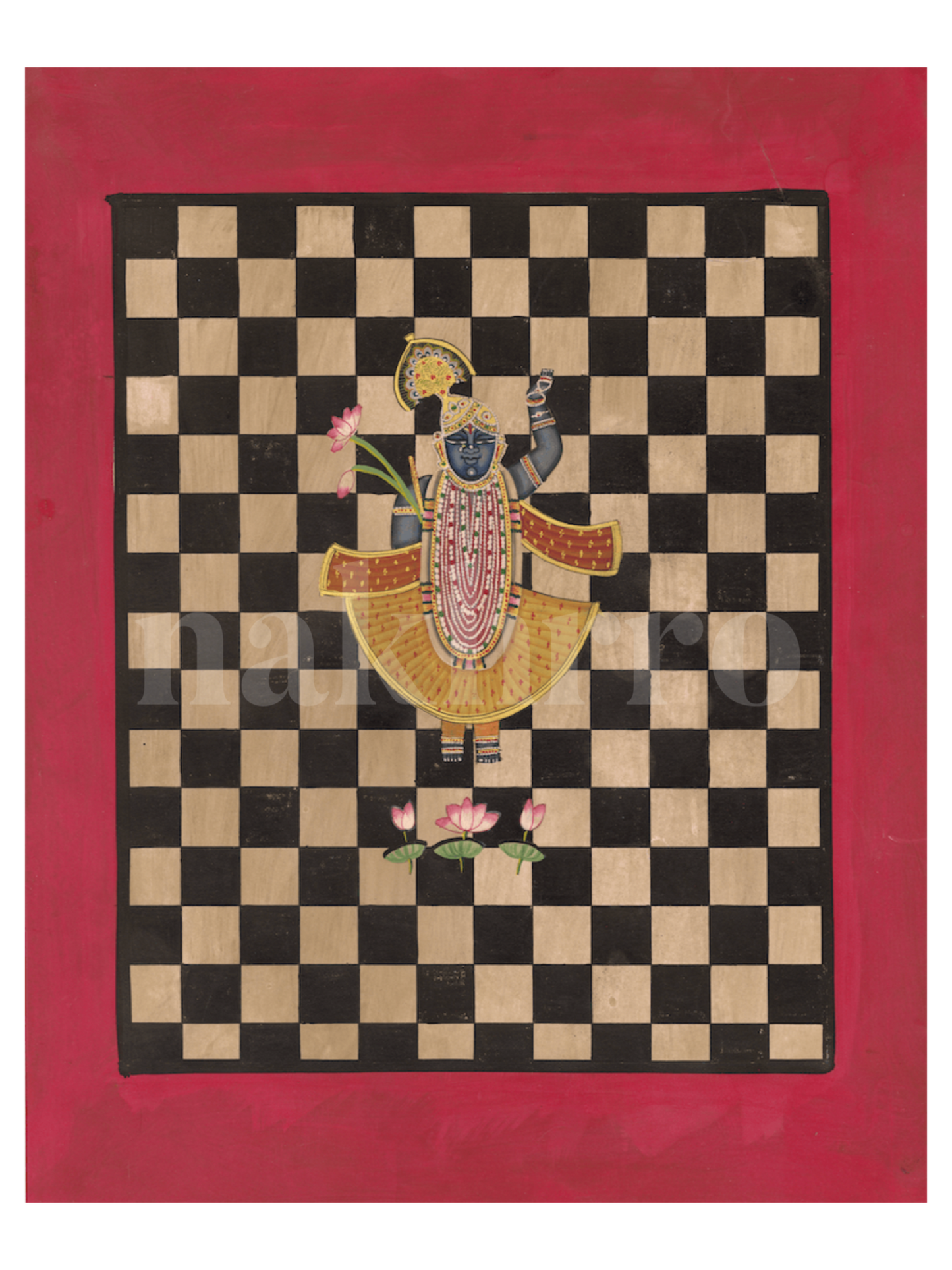 Shrinath Ji & The Game Of Chess Contemporary Geometric Pichwai