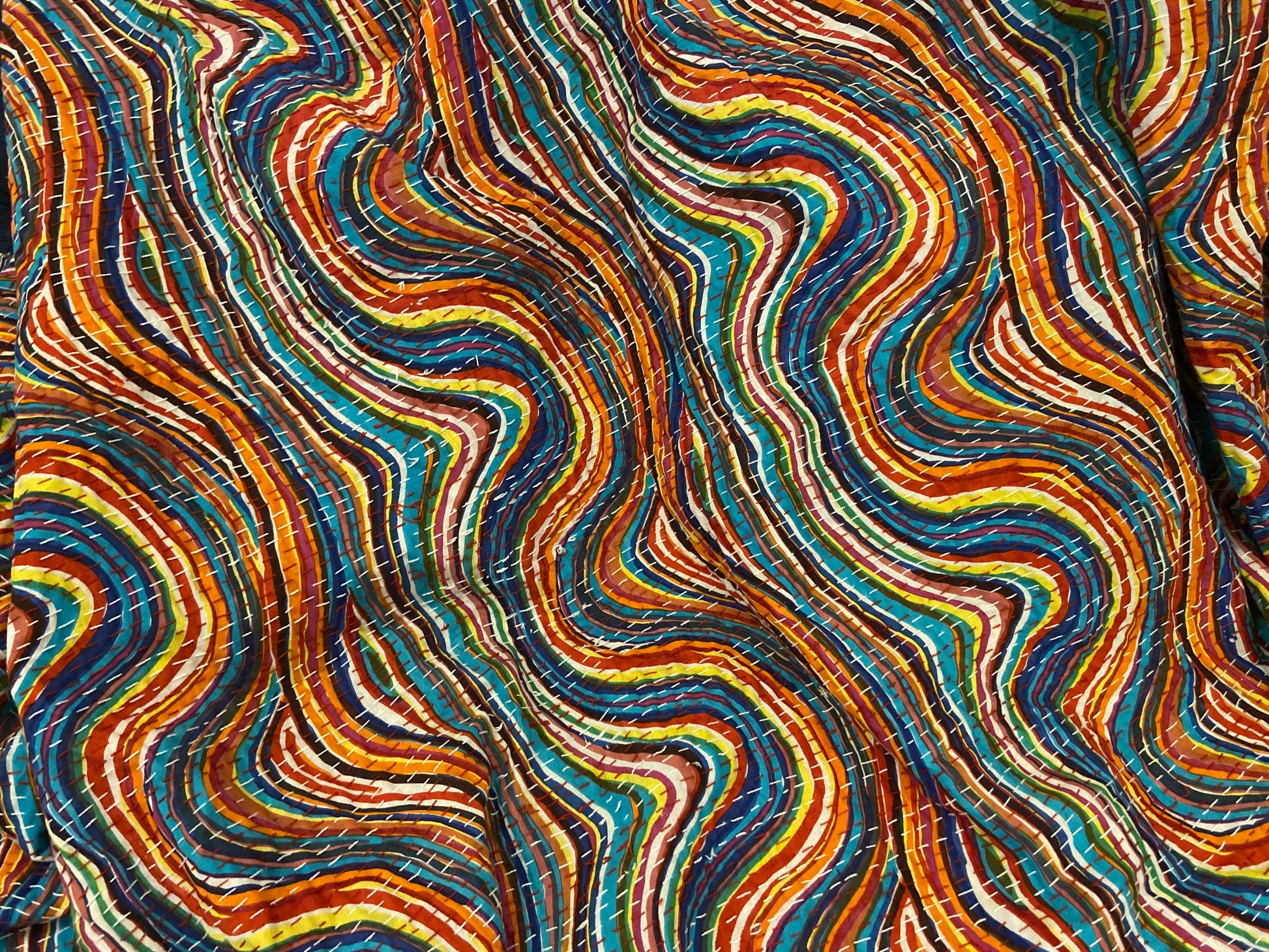 Rainbow Waves Hand Embroidered Kantha - Nakhrro