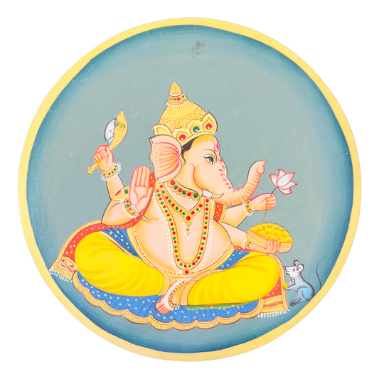 Ganesha Hand Painted Wooden Wall Plate - Nakhrro