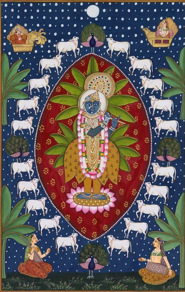 Gopashtami Krishna Blue Pichwai