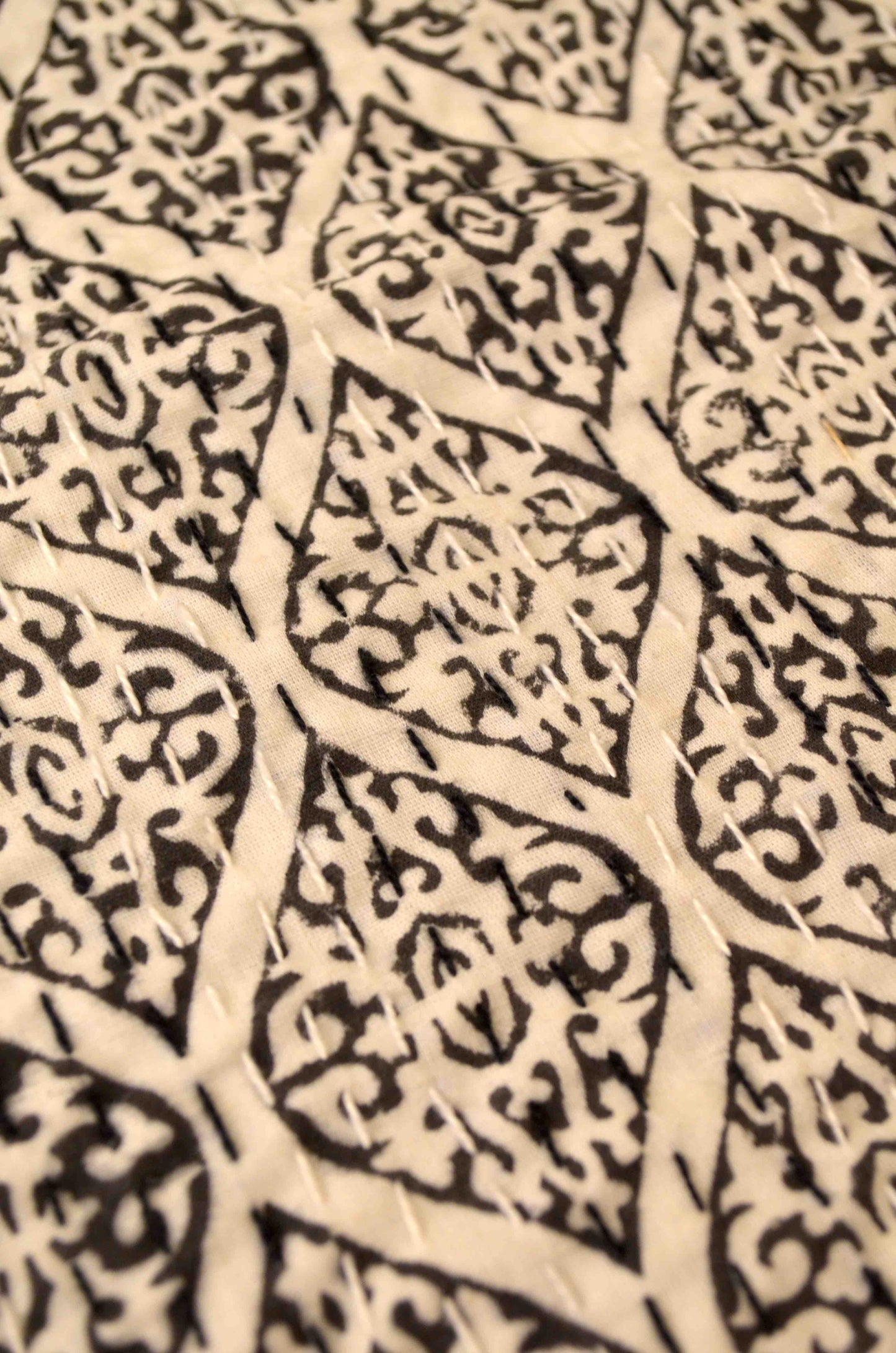 Black Paisley Double Bed Queen Hand Embroidered Bedspread/ Dohar - Nakhrro