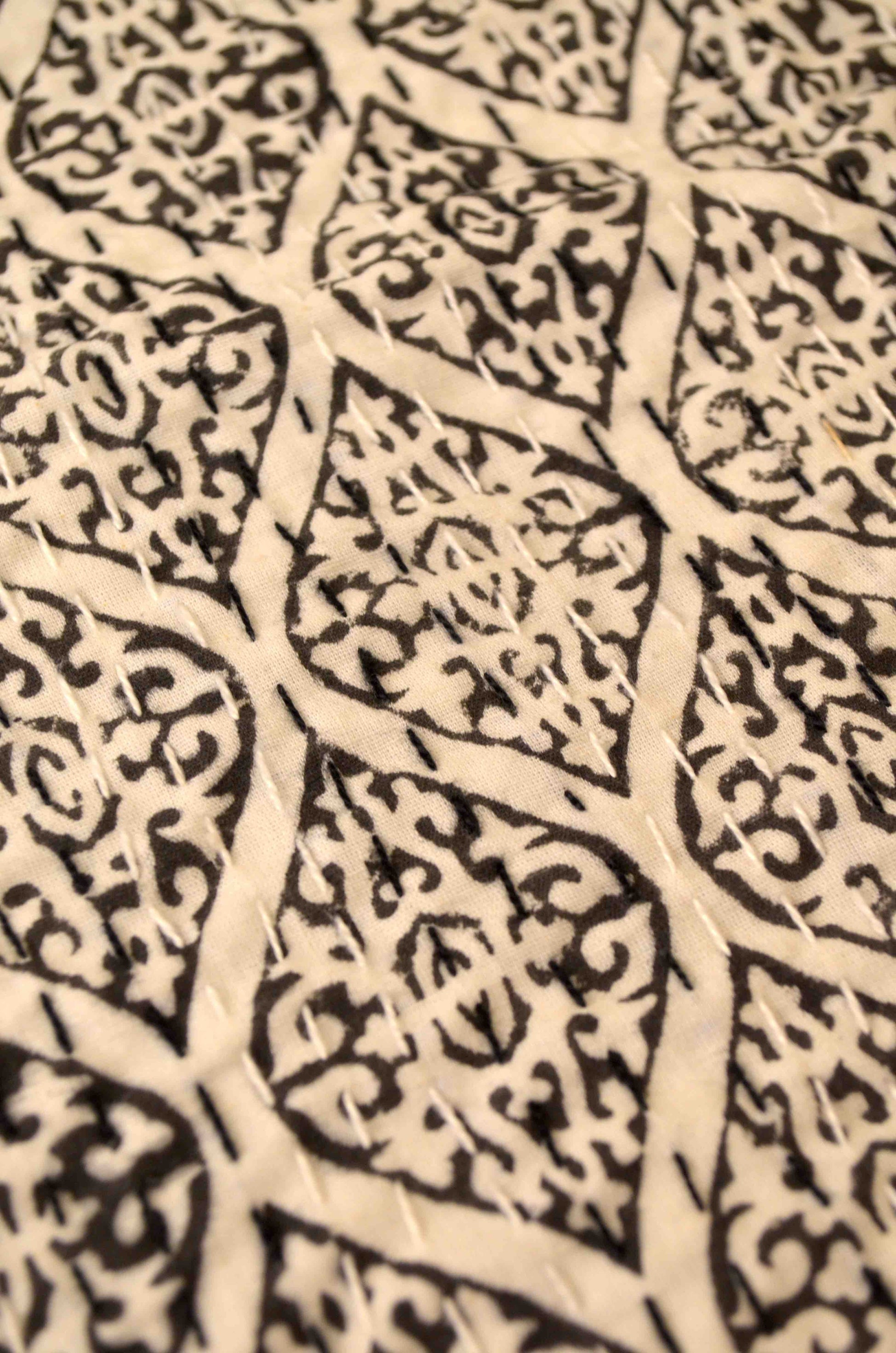 Black Paisley Double Bed Queen Hand Embroidered Bedspread/ Dohar - Nakhrro