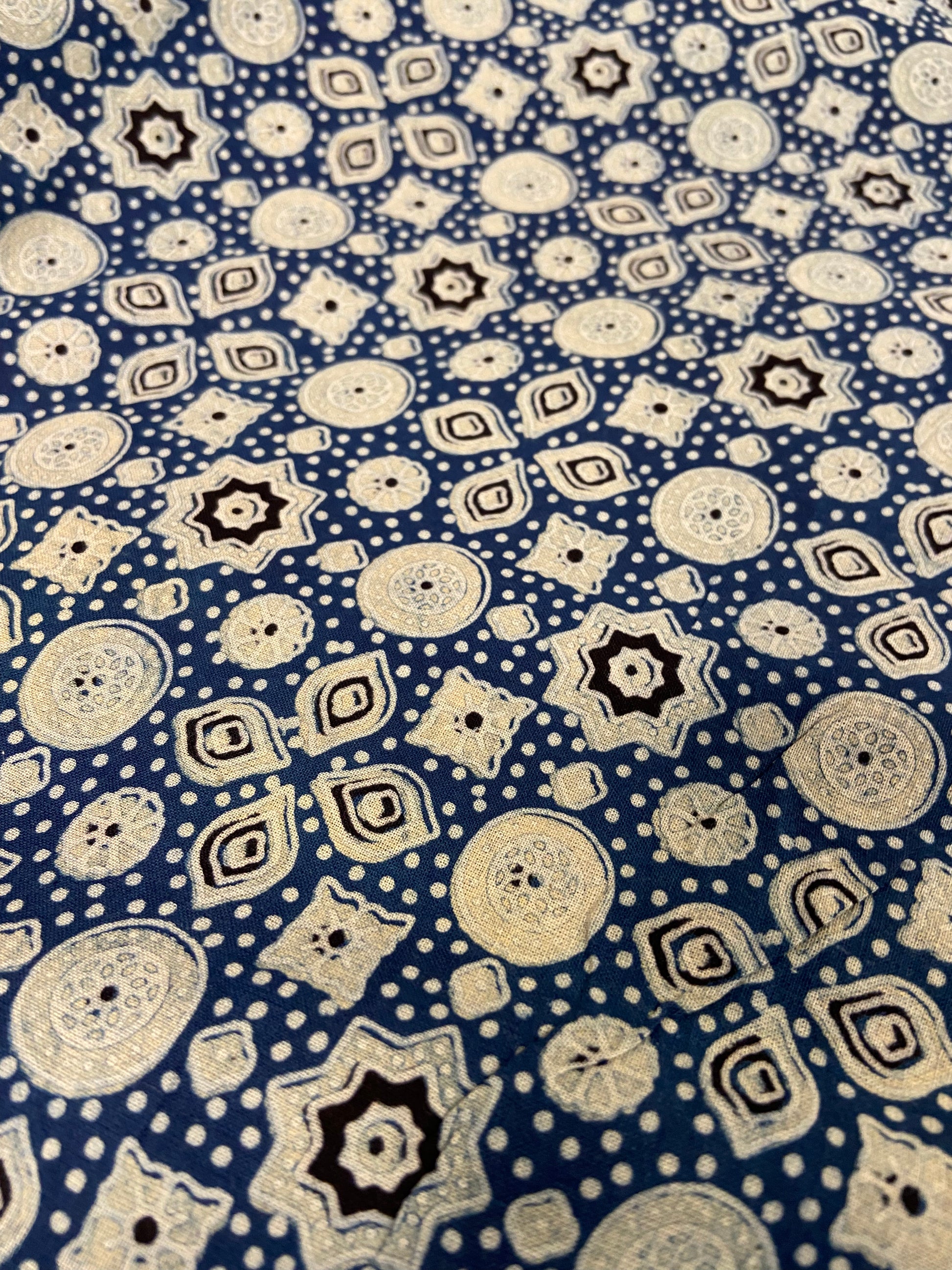 Indigo Blue Ajrakh Hand Block Printed Mulmul Cotton Cloth - Nakhrro