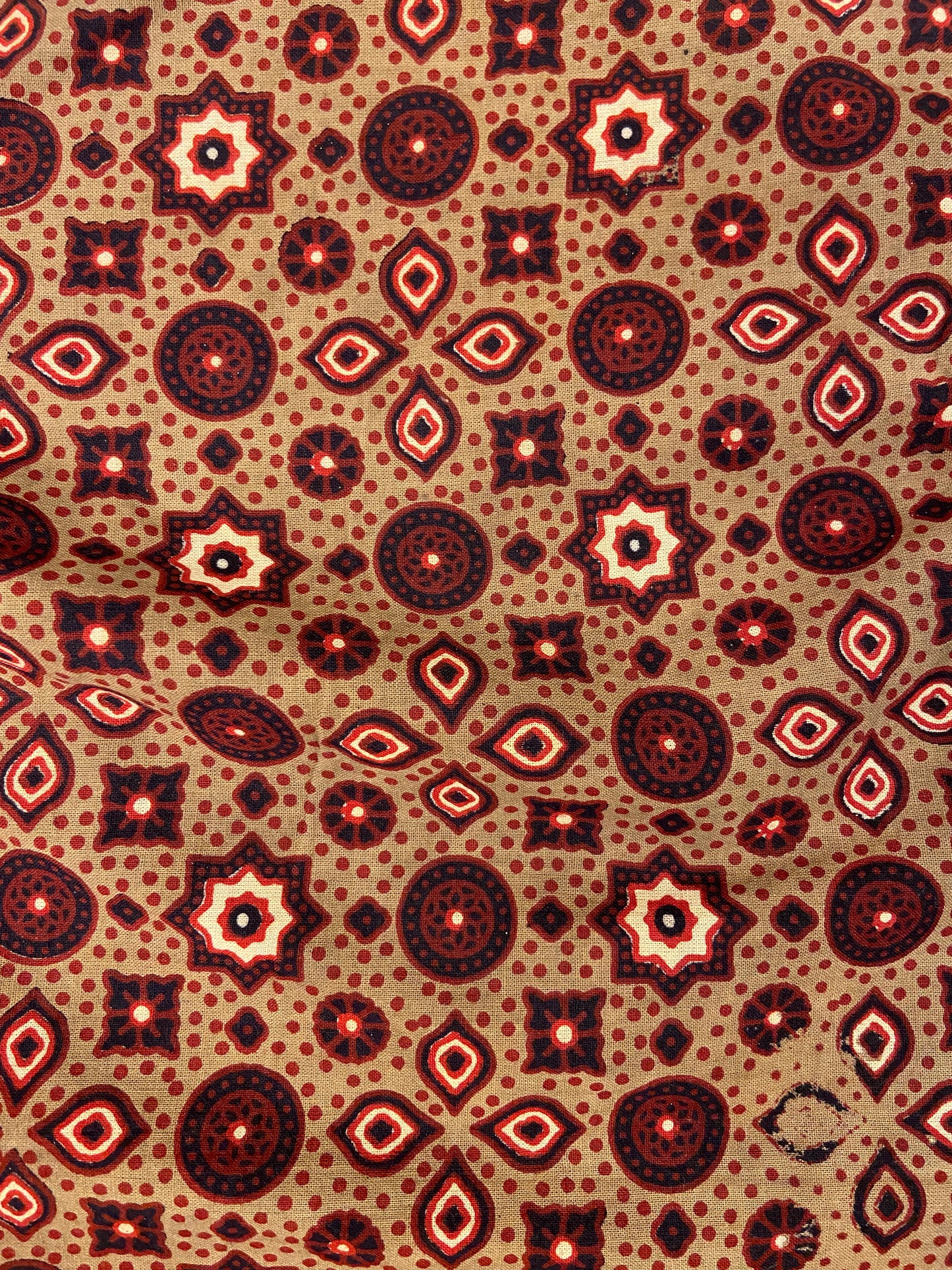 Brown Maroon Ajrakh Hand Block Printed Mulmul Cotton Cloth - Nakhrro