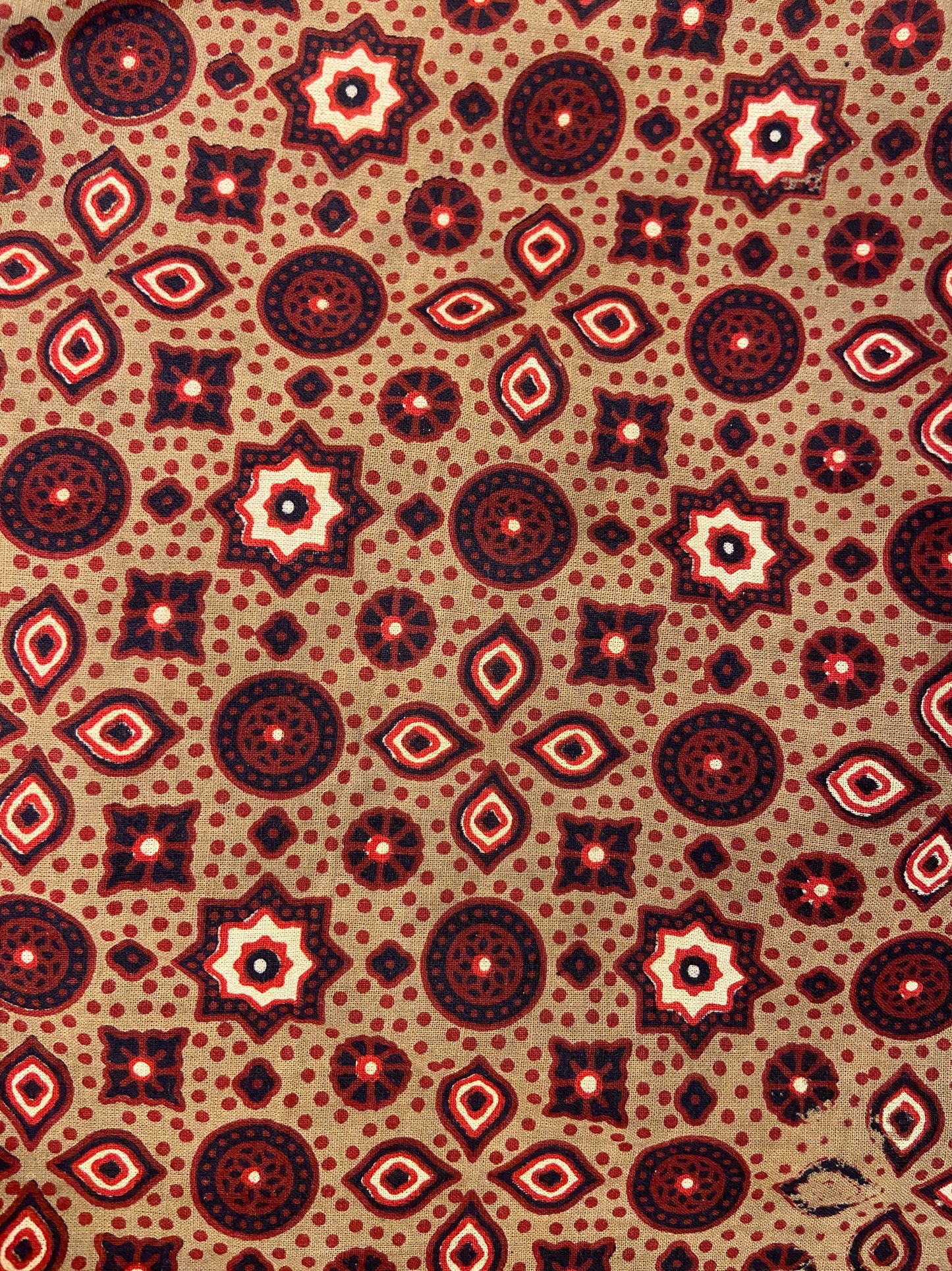 Brown Maroon Ajrakh Hand Block Printed Mulmul Cotton Cloth - Nakhrro