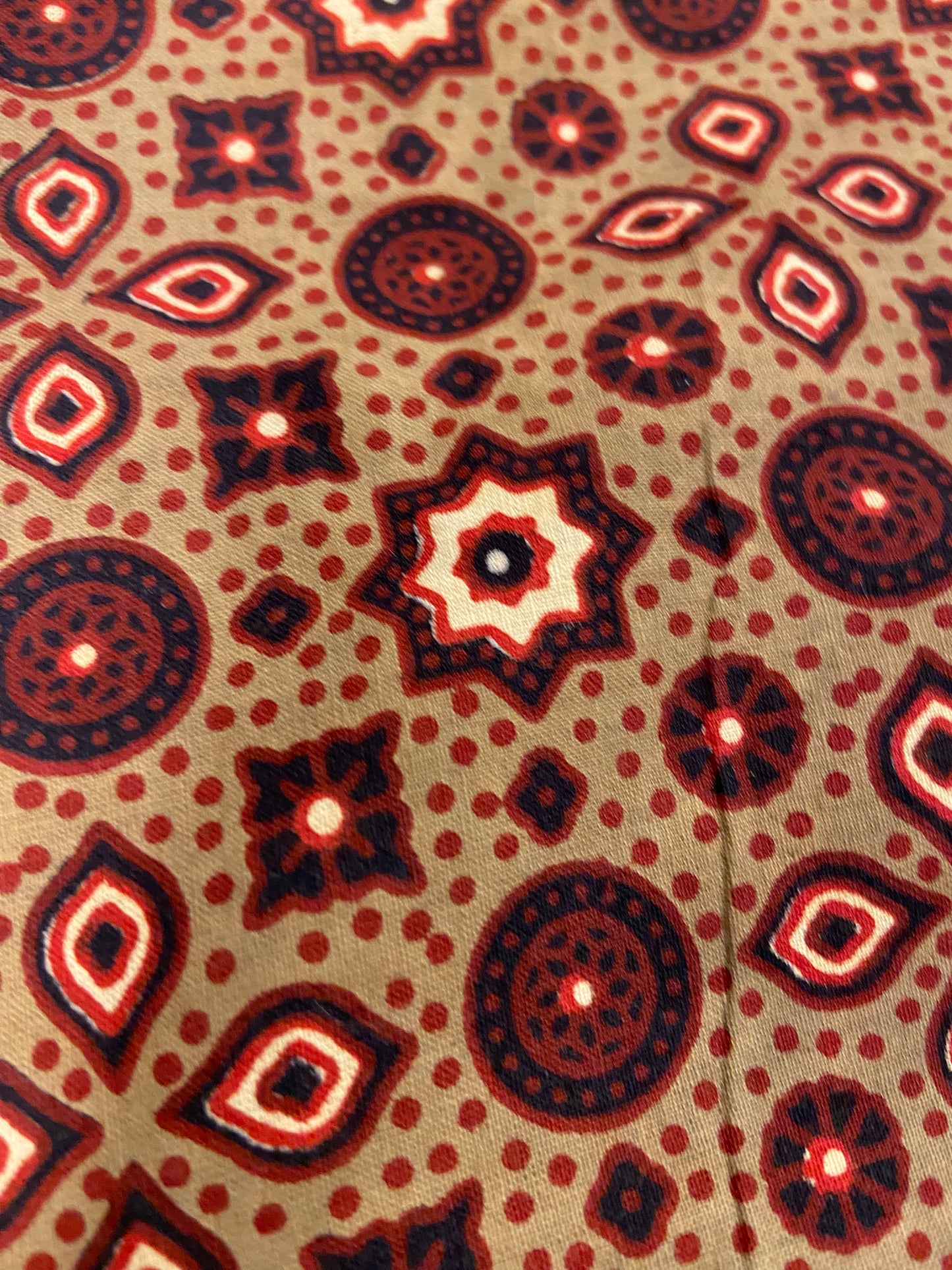 Brown Maroon Ajrakh Hand Block Printed Mulmul Cotton Cloth - Nakhrro