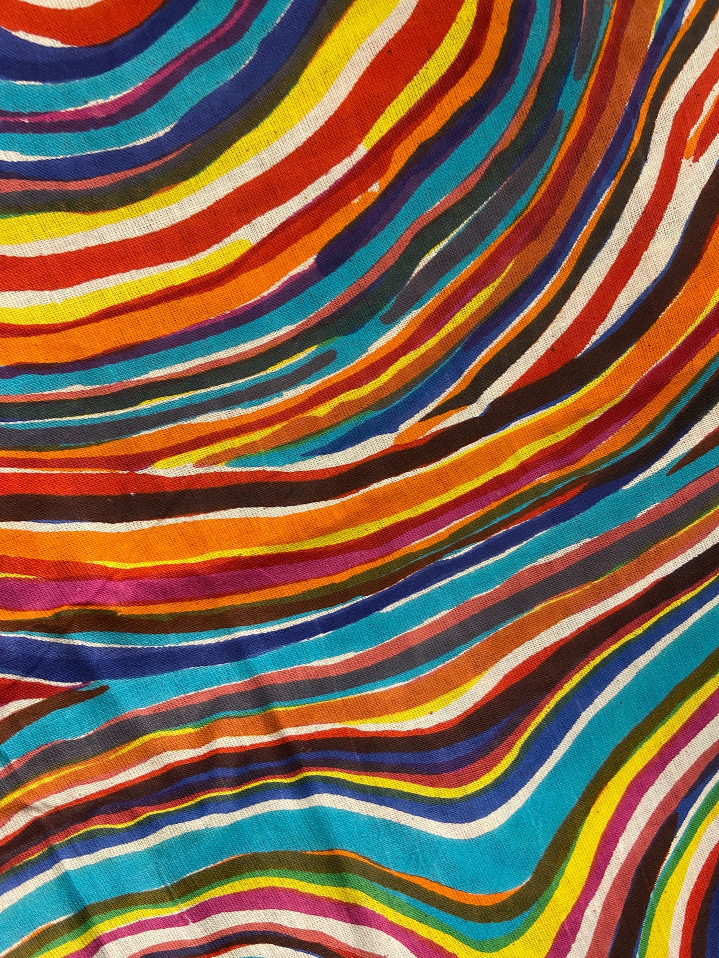 Rainbow Wave Print Cotton Cloth