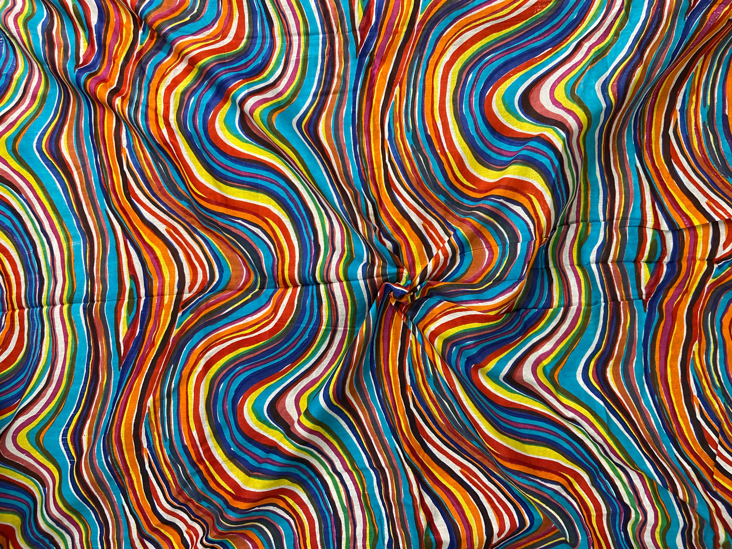 Rainbow Wave Print Cotton Cloth