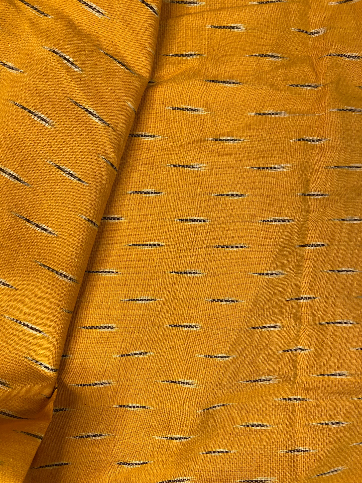 Mustard Yellow Hand Weaved  Pochampally Ikat Cotton Fabric - Nakhrro