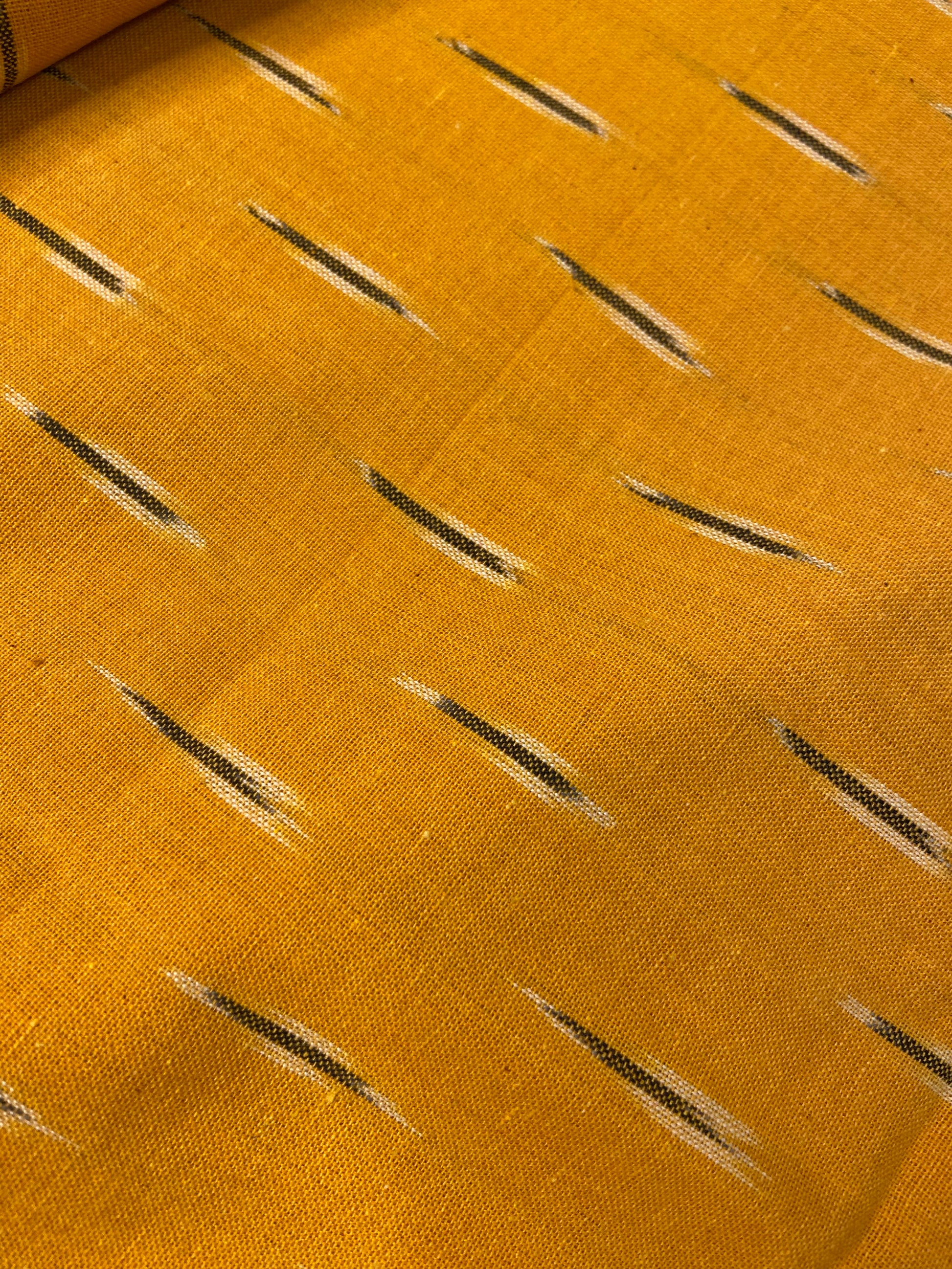 Mustard Yellow Hand Weaved  Pochampally Ikat Cotton Fabric - Nakhrro