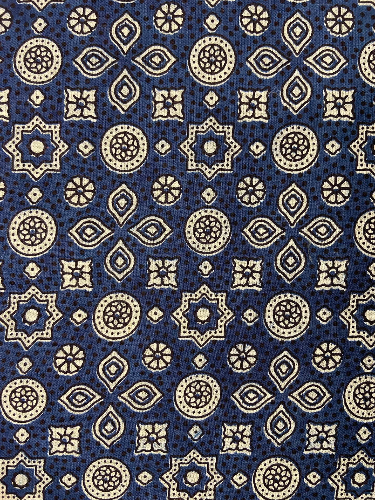 Blue Ajrakh Hand Block Printed Mulmul Cotton Cloth
