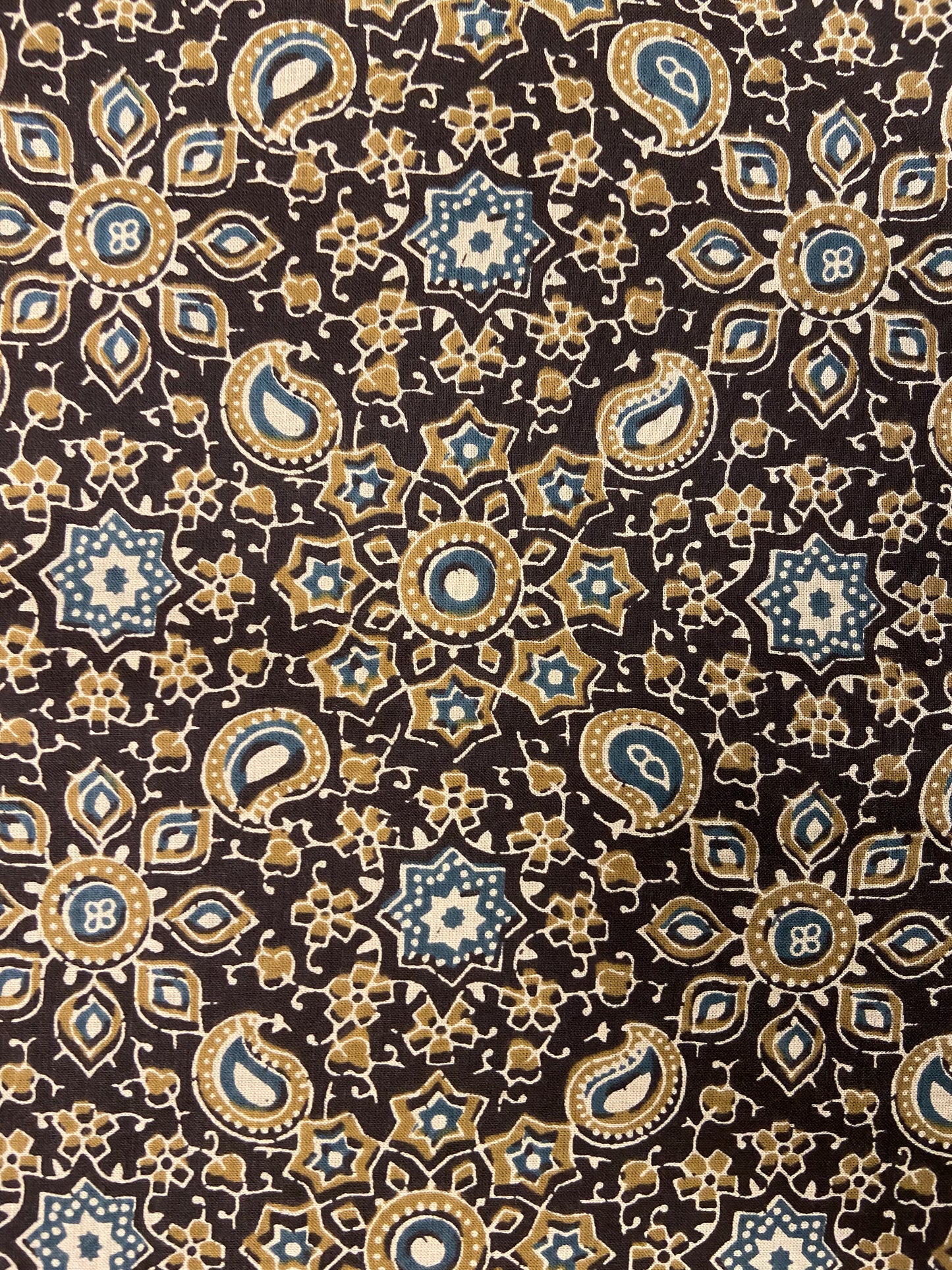 Olive Green Ajrakh Hand Block Printed Mulmul Cotton Cloth - Nakhrro