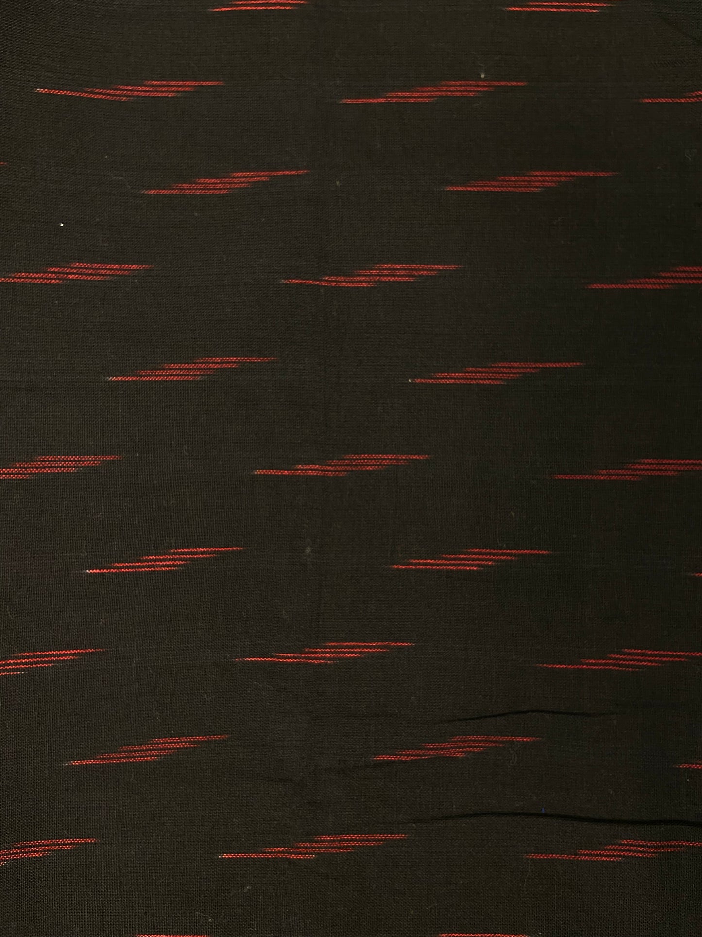 Black Red Motif Hand Weaved  Pochampally Ikat Cotton Fabric