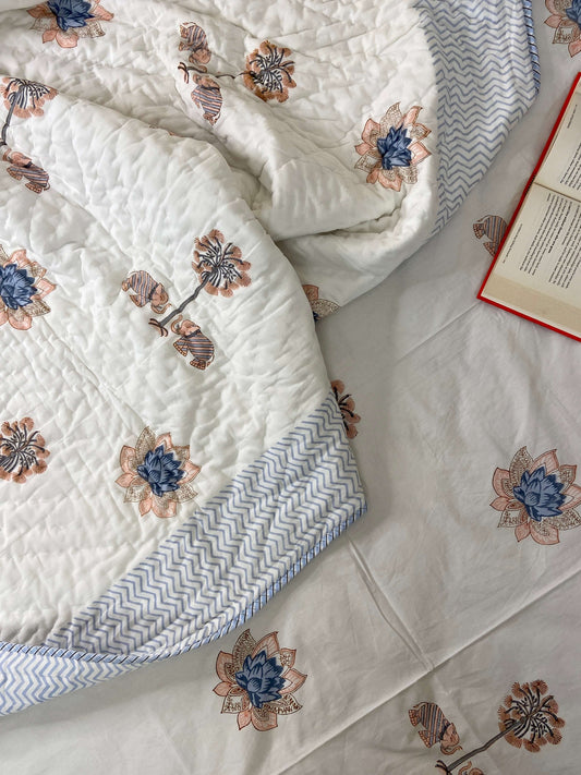 Gaj Pastel Shades Organic Mul Cotton Single Bed Quilt