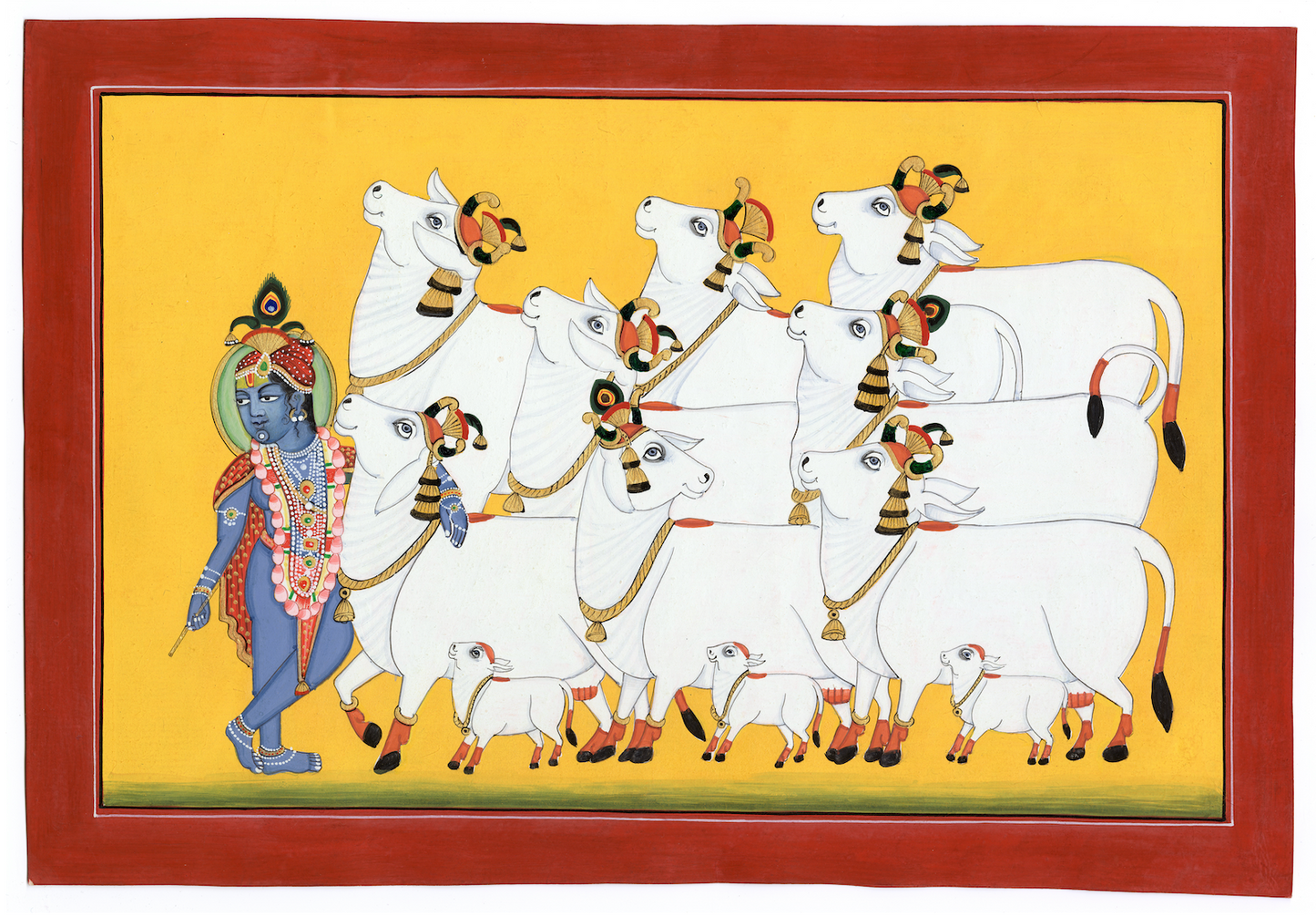 Krishna Ji With Kamdhenu Cows Of Pichwai