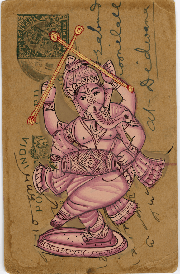 Dandiya Dholki Magenta Ganesha Postcard - Nakhrro