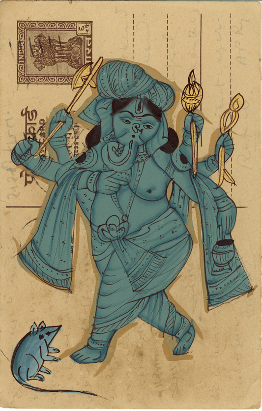Blue Standing Ganesha Postcard