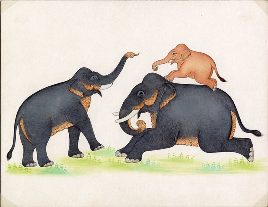 Family Of Elephants Playing - Nakhrro