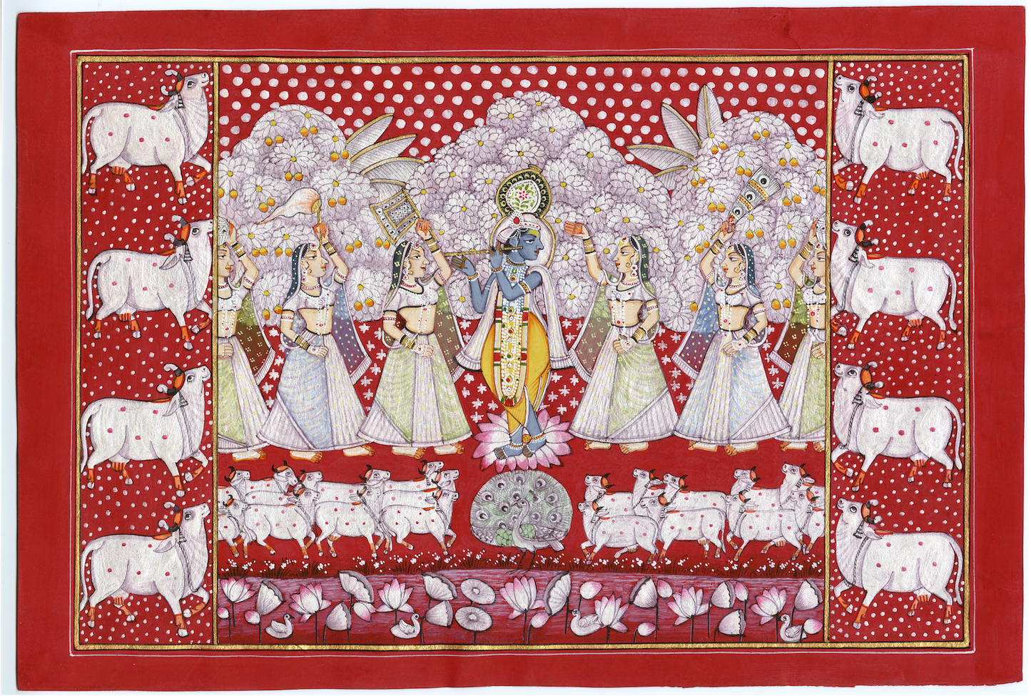 Red Krishna Pichwai - Nakhrro