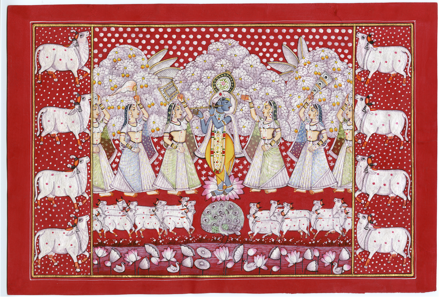 Red Krishna Pichwai - Nakhrro