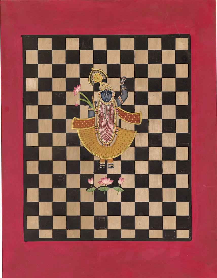 Shrinath Ji & The Game Of Chess Contemporary Geometric Pichwai