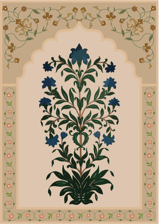 Blue Mughal Floral Panel