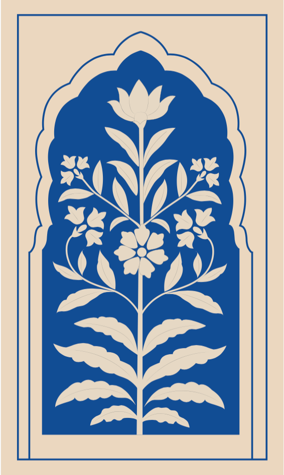 Royal Blue Mughal Floral Panel | Traditional Jaali Wall Art