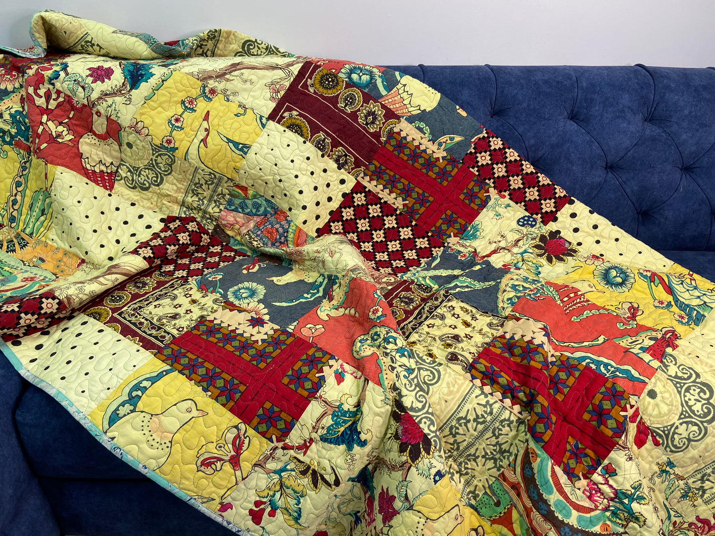 Patchwork Colourful Reversible Quilted Bedspread